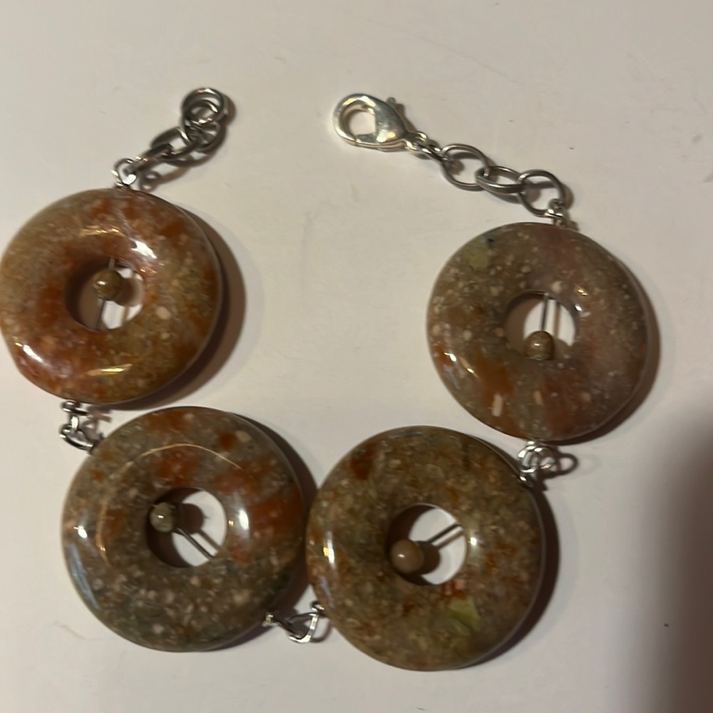 Greenish Brown Stone Wire Wrapped Bracelet